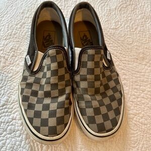 Vans Kids Slip-On Sneakers in Black and Tan Checkerboard